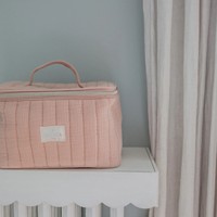 Sac de rangement multifonctionnel pour le maquillage Grand étui de beauté matelassé élégant Sac de toilette en pur coton fait à la main.