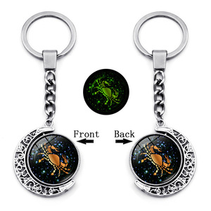 Llavero del zodiaco de cristal que brilla en la oscuridad Llavero del zodiaco Gemini Bola redonda de cristal Tauro llavero - Product Image 5
