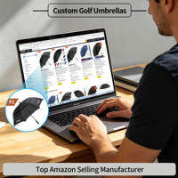 Paraguas de Golf Automático al por Mayor con Logotipo, Estructura de Fibra de Vidrio de Alta Calidad, Resistente y Duradero