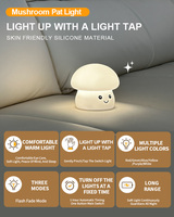 Lampe de nuit LED tactile 6 couleurs en silicone souple en forme de champignon, rechargeable USB-C, design moderne, pour chambre de bébé - Nouveauté 2026