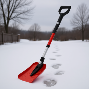 Pelle à neige en alliage d'aluminium avec poignée en D réglable de 36 à 40 cm, outil de déneigement de jardin rouge avec poignée antidérapante - Product Image 2