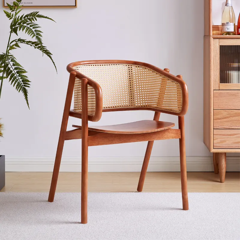 Chaise de salle à manger en rotin de bois de cendré, nouveau Design 2022 de haute qualité, fauteuil avec bras en rotin