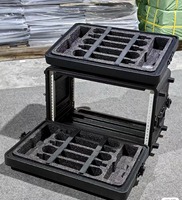 Rack standard de 19 pouces, capacité de 6 amplificateurs, profondeur de 39 cm, peut être équipé de tiroirs, avec roulettes et barre de traction