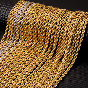 Wholesale Women 18K Gold Plated Stainless Steel Twisted <b>Rope</b> Link <b>Chain</b> Necklace - Product Image 2