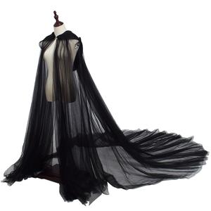 Costume di Halloween per le donne cappuccio mantello di Tulle mantello nero bianco rosso Bridals da sposa lunghezza del pavimento mantelli a rete morbida - Product Image 2