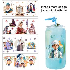 Autocollant personnalisé musulman imperméable pour verre 16 oz, transfert UV DTF, enveloppe de tasse, transferts de logo, autocollants - Product Image 1