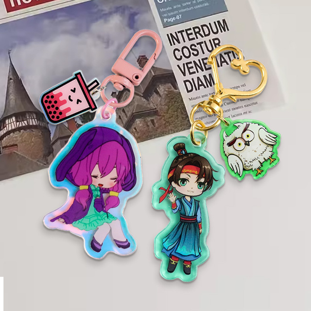 Custom Magnetic Acrylic Designer Charms Printed Juice Boba Acrylic Keychain for Jewelry Making