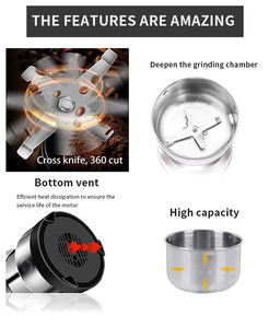 Macinacaffè Elettrico Commerciale a 4 Lame, Bestseller, in Acciaio Inox con Alloggiamento in Alluminio, Funzionamento Manuale per <span class=keywords><strong>Caffè</strong></span> Aromatizzato e Spezie - Product Image 6