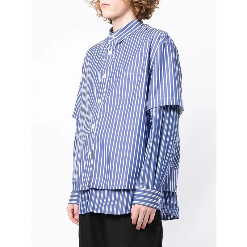 vertical stripe print long sleeves stripe-print layered shirt for mens stripe shirts