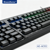 Nouveau clavier de jeu mécanique à 104 touches, sept couleurs lumineuses, taille standard, USB 2.0, plug-and-play, plastique, effets d'éclairage constants, 40G