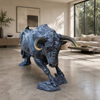 Décoration de taureau en bronze coulé artisanal, surface effet fondue peinture artistique, pièce personnalisable de qualité muséale, sculpture en bronze