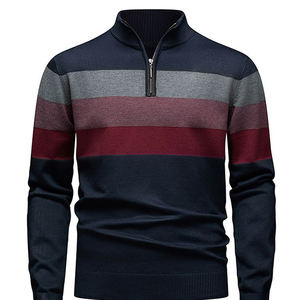 Nouveauté Pull en maille pour homme à col montant, coupe ajustée, tendance, décontracté, pull en maille à col montant tendance pour homme - Product Image 1