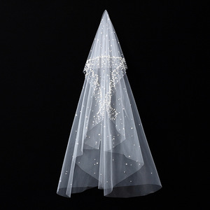 Velo de novia estilo Mori retro, elegante, con borde de encaje y gasa lisa, para accesorios de fotografía de propuesta de matrimonio. - Product Image 6