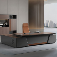 Bureau de direction moderne de luxe léger 2,8 m 3,2 m en mélamine de qualité E0 avec prise de courant à serrure combinée et réservoir de rangement