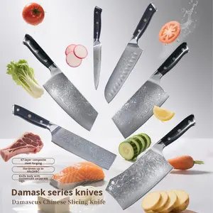 Ensemble de couteaux de cuisine japonais, couteau à pain, couteau à désosser, couteau de boucher, couteau de chef, couteau à découper, acier inoxydable VG10, design moderne, passe au lave-vaisselle - Product Image 1