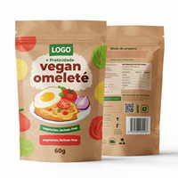 Sacs d'emballage alimentaire et pour collations imprimés sur mesure, refermables, en plastique, à base végétale, pour petit-déjeuner végétarien