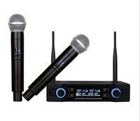 Mikrofon Dinamis Nirkabel UHF 2 Kanal 80M Profesional Portabel untuk Karaoke KTV, Pola Polar Kardioid, Genggam, Logam, XLR