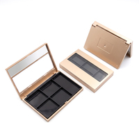 Palette de fards à paupières portable 4+1 en or champagne, vide, avec couvercle transparent et miroir, logo personnalisé, étui cosmétique en plastique AB