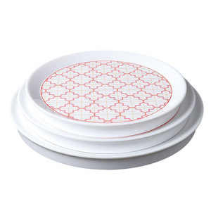 Assiettes rondes peu profondes en mélamine avec motif rouge, durables pour les tables de restaurant d'hôtel - Product Image 5