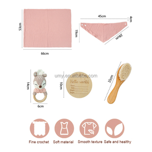 Ensemble Cadeau Nouveau-né: <span class=keywords><strong>Hochet</strong></span> Animal en Crochet, Jouet Tricoté en Coton Doux, Anneau de <span class=keywords><strong>Dentition</strong></span> Rond en Bois de Hêtre Unisexe - Product Image 4