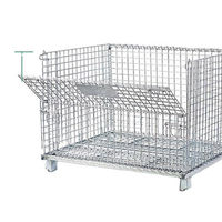 Boîte de rangement pliable en acier, brun, conteneur en maille métallique, Cage de stockage pliable galvanisée