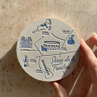 Sous-verres en carton épais personnalisés en typographie, gaufrés, pour café, bar, paysage urbain, vente en gros, fournitures artisanales pour fêtes