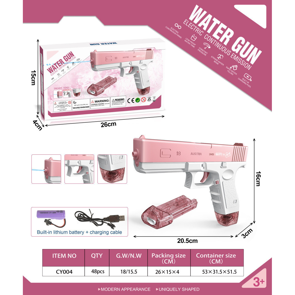 CP004 Glock สีชมพู [กล่องอีคอมเมิร์ซ]