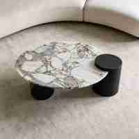 Table basse en marbre au design unique, table de salon moderne en pierre naturelle, table basse ovale de luxe sur mesure