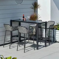 Ensemble de mobilier de restaurant extérieur moderne en aluminium pour terrasse, table à manger, chaises de bar, idéal pour centres commerciaux, jardins, piscines, cafés, maisons et hôtels