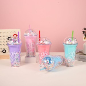 450ml All You Need Is Love Letter Print Double Wall <b>Plastic</b> Tumbler with Straw Dome Lid Pastel Foam Pom Pom Beads - Product Image 6