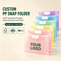 Pochette de documents A4 personnalisée en PP, imperméable et résistante à l'huile, avec fermeture Velcro et pochette pour cartes, capacité 260 feuilles, pour bureau, OEM