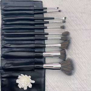10-Piece Soft Synthetic Hair Cosmetic <b>Brush</b> Set Wood Handle Aluminum Ferrule Facial Powder Shaving Makeup <b>Brush</b> Kit - Product Image 6