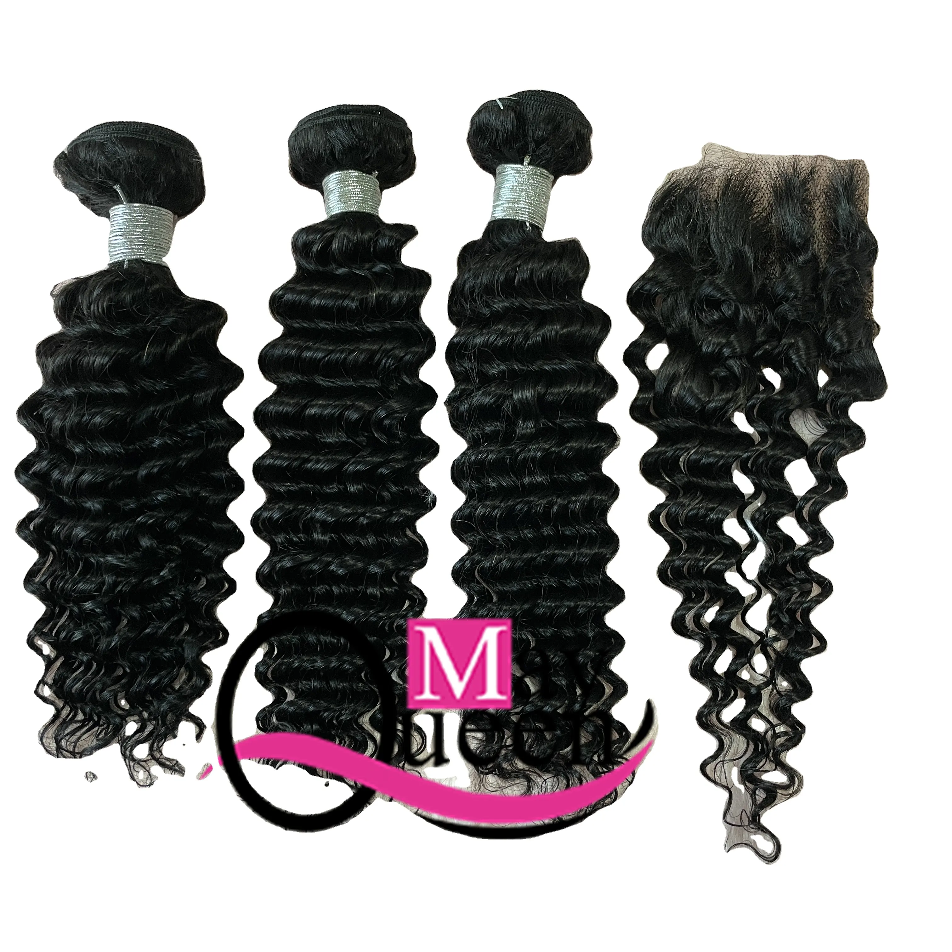 Mayqueen Wholesale Human Hair Bundles13*4 13*6 Frontal 4*4 2*6 5*5 Closure Natural Color Straight Deep Wave Curl For Black Women