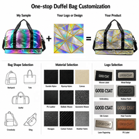 Sac de voyage unisexe grande capacité à transfert thermique irisé nacré, directement de l'usine, avec compartiment à chaussures et pochette pour trolley