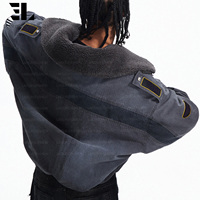 Blouson Bomber LARSUR sur mesure coupe ample avec badge brodé, col en fourrure amovible, coupe courte, style pilote pour homme