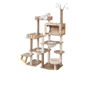 Árbol rascador moderno <span class=keywords><strong>de</strong></span> madera para gatos con juguete <span class=keywords><strong>de</strong></span> bola integrado, rascador <span class=keywords><strong>de</strong></span> lujo <span class=keywords><strong>de</strong></span> madera para gatos <span class=keywords><strong>de</strong></span> interior, fácil <span class=keywords><strong>de</strong></span> limpiar - Product Image 4