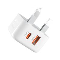 Double alimentation 20W Type C Chargement 2 Ports A + C Desktop USB a QC3.0 PD Chargeur mural portable
