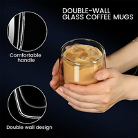 Tasses à thé à bulles en verre réutilisables, 1 pièce 2 pièces 4 pièces 450ML, fait à la main, eau, café, lait, haute teneur en borosilicate, double paroi