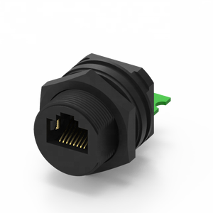 Prise murale industrielle RJ45 8 broches femelle, contact en cuivre, boîtier ABS, étanche IP67, type à souder, verrouillage frontal - Product Image 5