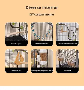 Cage à oiseaux classique Villa, pour perruches, calopsittes, agapornis, grande, écologique, en métal, style ornemental, pour intérieur et extérieur - Product Image 4