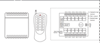 YET412PC+YET112D Interruptor de Control Remoto RF de 12 Canales, Transmisor y Receptor de 433MHz, DC 12V/24V, Código Fijo Aprendizable para Puertas Automáticas