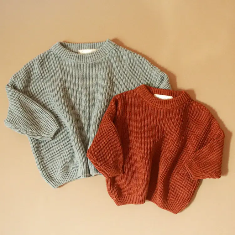 Baby Blue Sweater Chunky Knit Unisex Übergroßer Pullover, Kleinkind Herbst Outfit Sky Blue Pullover