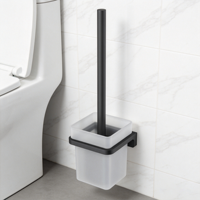 Porte-brosse WC moderne en acier inoxydable 304 chromé avec gobelet en plastique, écologique, facile à nettoyer, pour accessoires de salle de bain d'hôtel