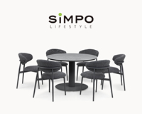 SIMPOLIFESTYLE Ensemble de salle à manger extérieur moderne et léger de qualité supérieure pour usage hospitalier, avec cadre en aluminium et tabourets de bar en tissu imperméable