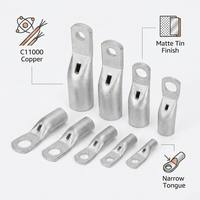 Cosses de câble en cuivre électrolytique C11000, finition mate étamée, design palmier étroit, bornes de câblage certifiées CE RoHS, 10-240mm²