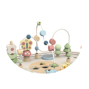 Mesa de actividades de madera, círculos, laberinto de alambre de cuentas, juguete de secuenciación, juegos geométricos de animales para niños - Product Image 3