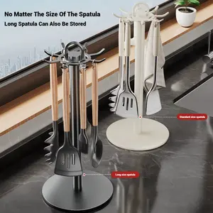 1pc <b>Kitchen</b> Rotating Spatula Rack Home Eight <b>Hooks</b> Kitchenware Holder Movable Cooking Utensils Storage Rack <b>Kitchen</b> Organizer - Product Image 6