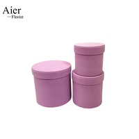 Aierflorist Vente en gros de boîtes à fleurs rondes en tissu monochrome, 3 pièces, à enrouler autour d'un seau, et boîte cadeau surprise au design tendance