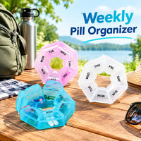 Boîte de rangement portable pour pilules hebdomadaires, mini distributeur de médicaments, étui de rangement pour médicaments quotidiens, 7 compartiments