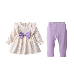Tenue 3 pièces pour bébés filles, haut à manches longues imprimé fruits, pantalon violet avec bandeau, vêtements de princesse d'automne pour nourrissons et tout-petits - Product Image 5